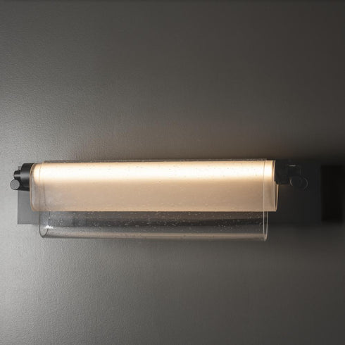 Hubbardton Forge Draped Glass LED Bath Bar in Black Finish Model: 202225-LED-10-ZS0740