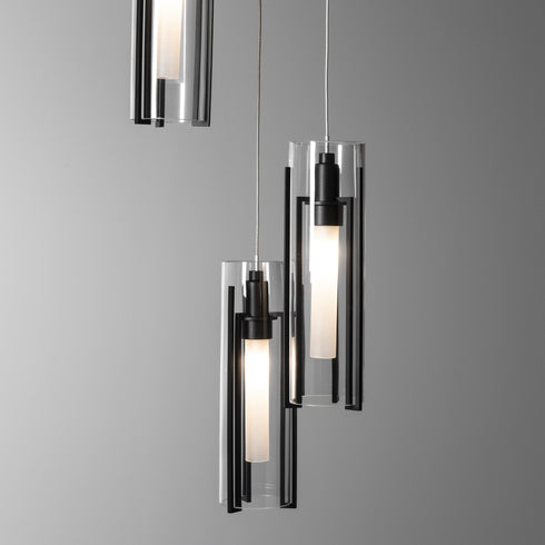 Hubbardton Forge Exos Glass 5 Light Pendant Model: 131124-SKT-LONG-20-ZM0065