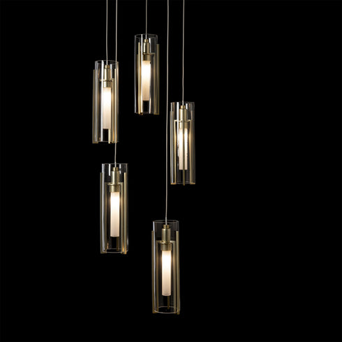 Hubbardton Forge Exos Glass 5 Light Pendant Model: 131124-SKT-LONG-20-ZM0065