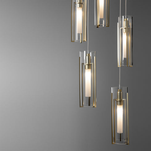 Hubbardton Forge Exos Glass 5 Light Pendant Model: 131124-SKT-LONG-20-ZM0065