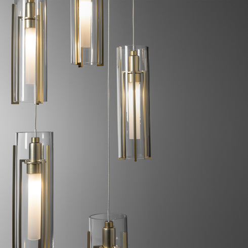 Hubbardton Forge Exos Glass 5 Light Pendant Model: 131124-SKT-LONG-20-ZM0065
