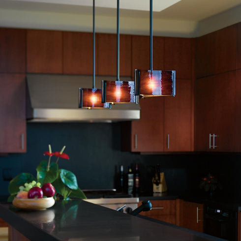 Hubbardton Forge Exos Glass Exos Delta Mini Pendant in Bronze Finish Model: 188100-SKT-MULT-05-AA0156
