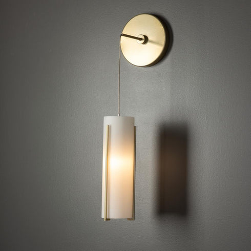Hubbardton Forge Exos Glass Mini Low Voltage Sconce in Modern Brass Finish Model: 201394-SKT-86-GG0065