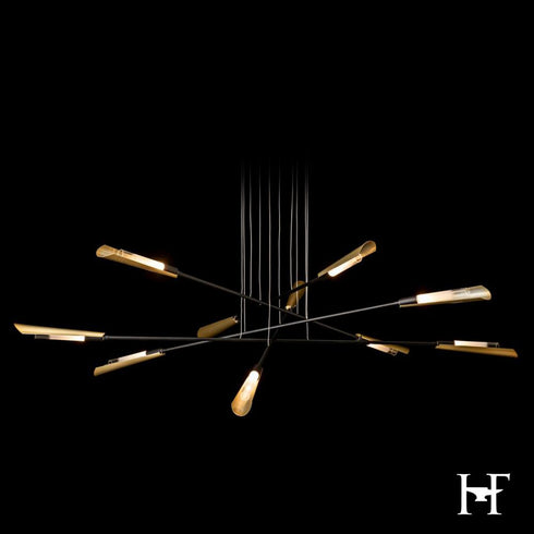 Hubbardton Forge Flight 10 Light Pendant in Black Finish Model: 131412-SKT-LONG-10-86-WC0822