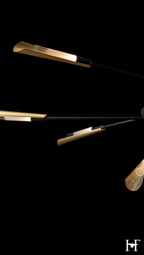 Hubbardton Forge Flight 10 Light Pendant in Black Finish Model: 131412-SKT-LONG-10-86-WC0822