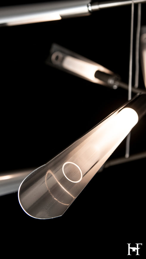 Hubbardton Forge Flight 10 Light Small Pendant in Dark Smoke Finish Model: 131410-SKT-STND-07-85-WC0822