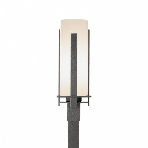 Hubbardton Forge Forged Vertical Bars Outdoor Post Light in Coastal Oil Rubbed Bronze Finish Model: 347288-SKT-14-GG0040