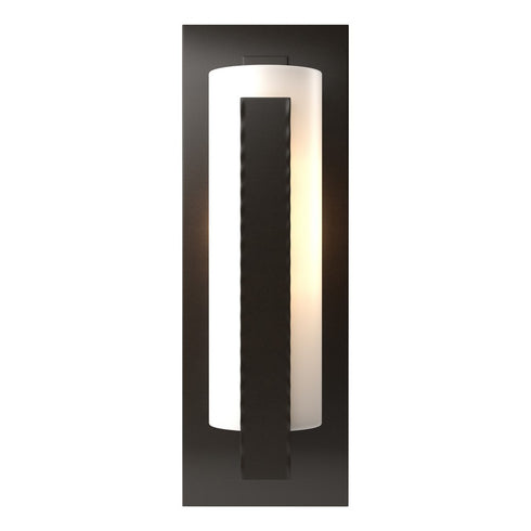 Hubbardton Forge Forged Vertical Bars Outdoor Sconce in Coastal Oil Rubbed Bronze Finish Model: 307286-SKT-14-GG0034