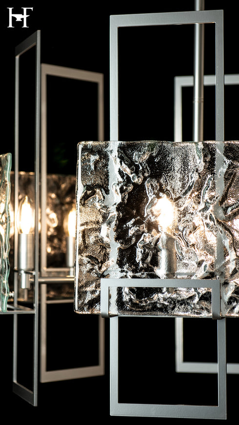 Hubbardton Forge Geo 6 Light Pendant in Sterling Finish Model: 131552-SKT-MULT-85-ZM0836