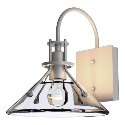 Hubbardton Forge Henry Small Glass Shade Outdoor Sconce in Coastal Oil Rubbed Bronze Finish Model: 302709-SKT-14-FD0673