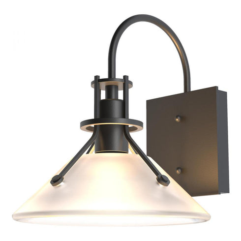 Hubbardton Forge Henry Small Glass Shade Outdoor Sconce in Coastal Oil Rubbed Bronze Finish Model: 302709-SKT-14-FD0673