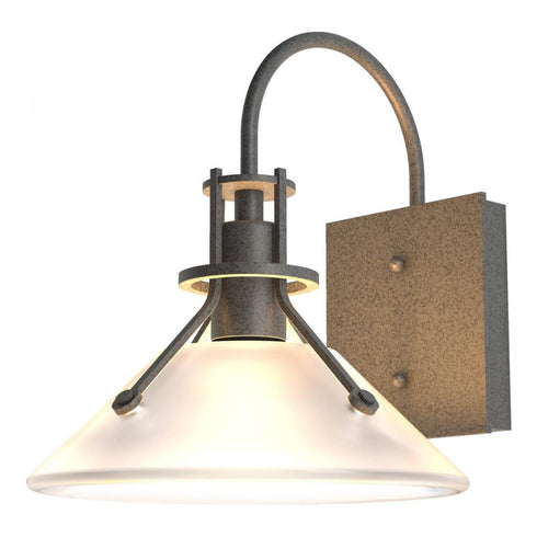 Hubbardton Forge Henry Small Glass Shade Outdoor Sconce in Coastal Oil Rubbed Bronze Finish Model: 302709-SKT-14-FD0673