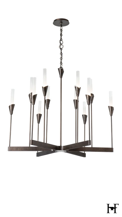 Hubbardton Forge Lilium 12 Light Chandelier in Dark Smoke Finish Model: 101706-SKT-07-WC0821