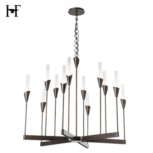 Hubbardton Forge Lilium 12 Light Chandelier in Dark Smoke Finish Model: 101706-SKT-07-WC0821