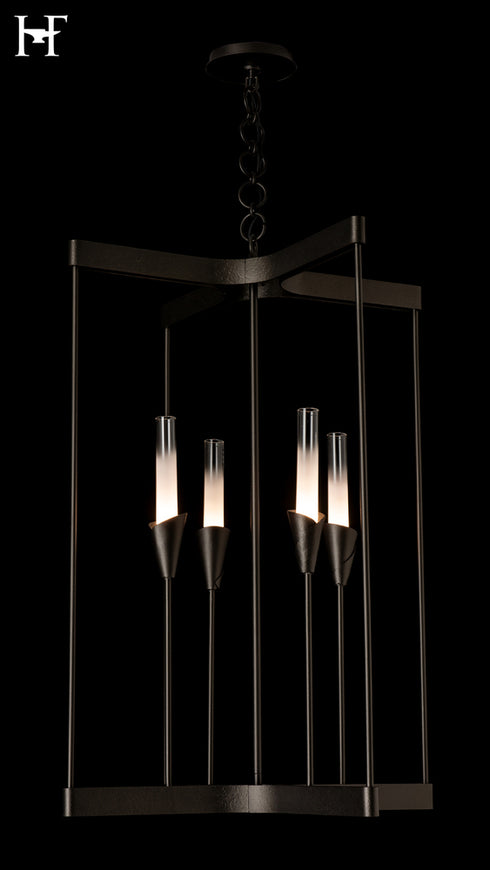 Hubbardton Forge Lilium 4 Light Chandelier in Oil Rubbed Bronze Finish Model: 101700-SKT-14-WC0821