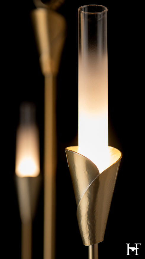 Hubbardton Forge Lilium 6 Light Chandelier in Modern Brass Finish Model: 101702-SKT-86-WC0821