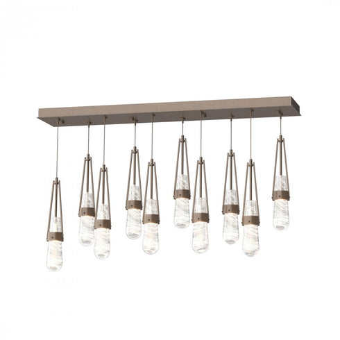 Hubbardton Forge Link 10 Light Blown Glass Rectangular Pendant Model: 131200-SKT-STND-85-YG0434