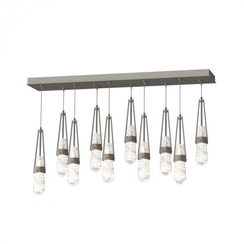 Hubbardton Forge Link 10 Light Blown Glass Rectangular Pendant Model: 131200-SKT-STND-85-YG0434