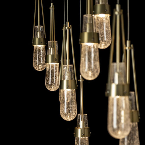 Hubbardton Forge Link 10 Light Blown Glass Rectangular Pendant Model: 131200-SKT-STND-85-YG0434