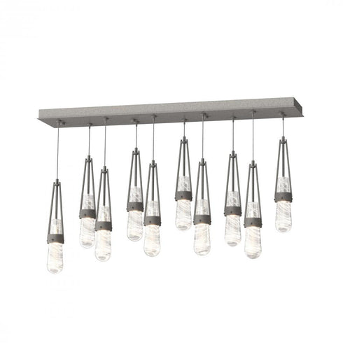 Hubbardton Forge Link 10 Light Blown Glass Rectangular Pendant Model: 131200-SKT-STND-85-YG0434