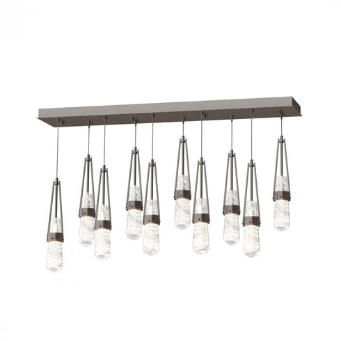 Hubbardton Forge Link 10 Light Blown Glass Rectangular Pendant Model: 131200-SKT-STND-85-YG0434