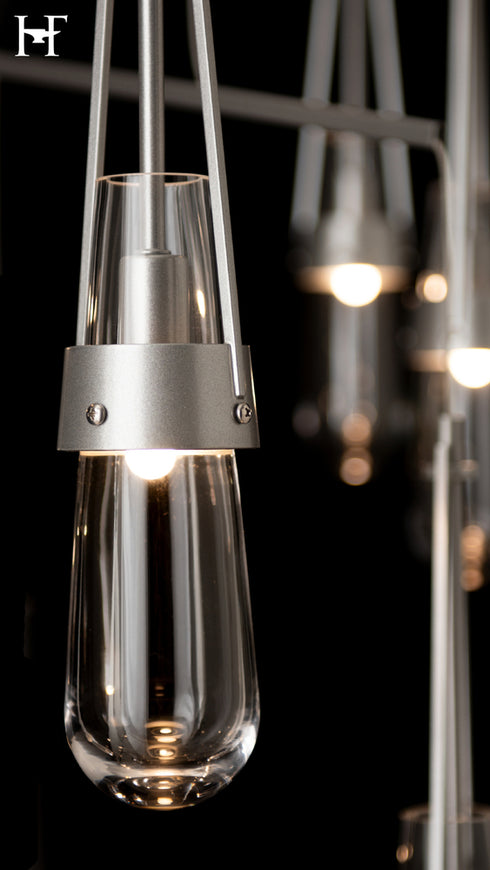 Hubbardton Forge Link 10 Light Clear Glass Mobile Pendant in Vintage Platinum Finish Model: 131149-SKT-STND-82-ZM0434