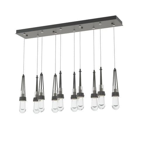 Hubbardton Forge Link 10 Light Clear Glass Rectangular Pendant Model: 131207-SKT-STND-14-ZM0434