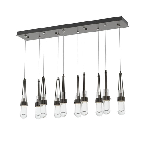Hubbardton Forge Link 10 Light Clear Glass Rectangular Pendant Model: 131207-SKT-STND-14-ZM0434