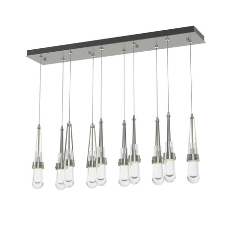 Hubbardton Forge Link 10 Light Clear Glass Rectangular Pendant Model: 131207-SKT-STND-14-ZM0434