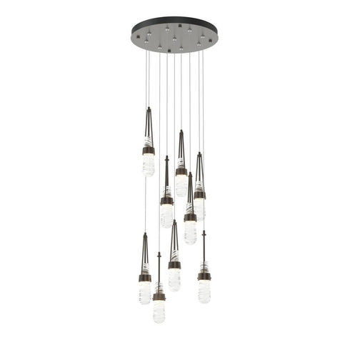 Hubbardton Forge Link 9 Light Blown Glass Round Pendant Model: 131100-SKT-STND-85-YG0434