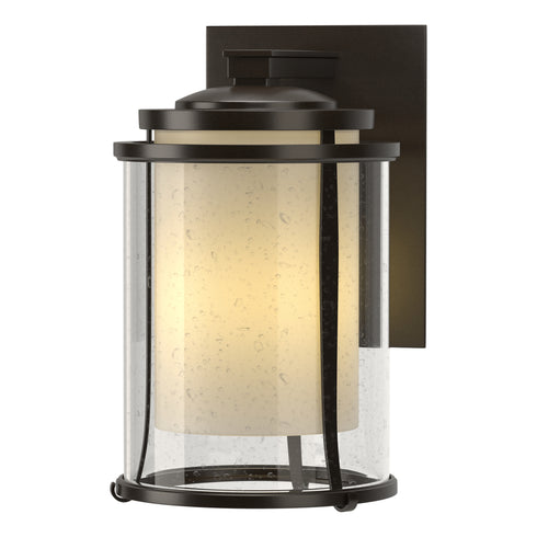 Hubbardton Forge Meridian Large Outdoor Sconce in Coastal Oil Rubbed Bronze Finish Model: 305615-SKT-14-ZS0283