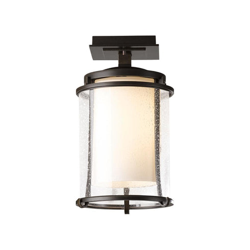 Hubbardton Forge Meridian Outdoor Semi Flush in Coastal Oil Rubbed Bronze Finish Model: 365605-SKT-14-ZS0297