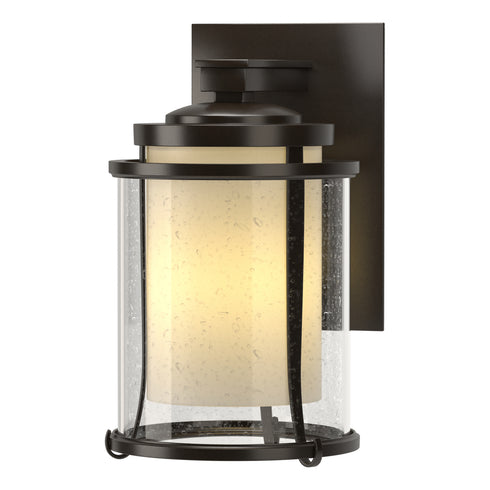Hubbardton Forge Meridian Small Outdoor Sconce in Coastal Oil Rubbed Bronze Finish Model: 305605-SKT-14-ZS0296