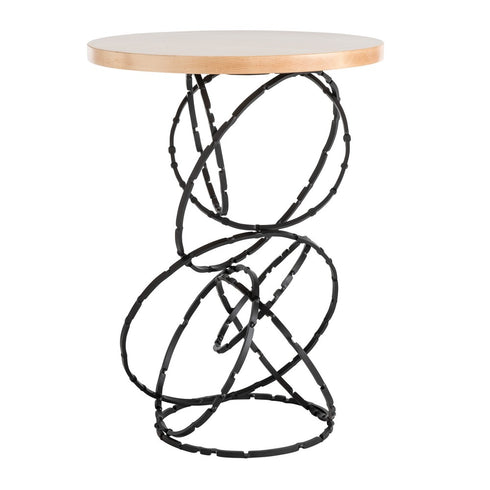 Hubbardton Forge Olympus Wood Top Accent Table in Black Finish Model: 750134-10-M1