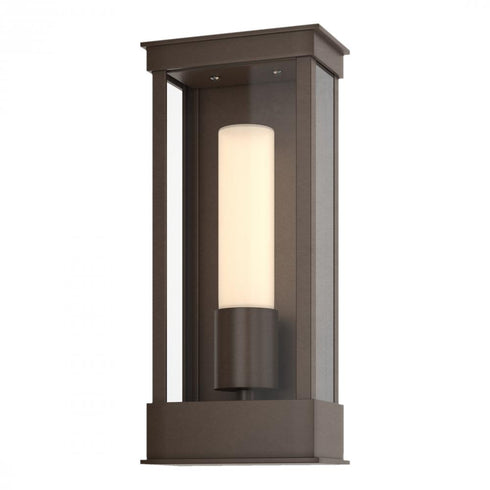 Hubbardton Forge Portico Small Outdoor Sconce in Coastal Oil Rubbed Bronze Finish Model: 304320-SKT-14-GG0392
