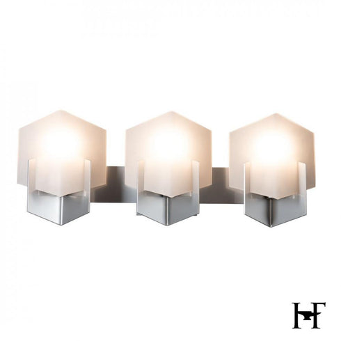 Hubbardton Forge Prisma 3 Light Bath Sconce in Sterling Finish Model: 201357-SKT-85-GG0816