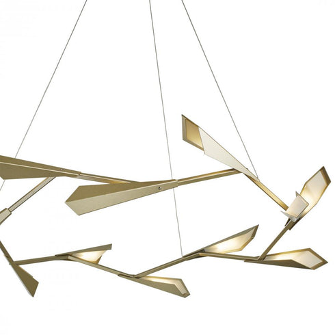 Hubbardton Forge Quill Large LED Pendant in Soft Gold Finish Model: 135005-LED-STND-84-84