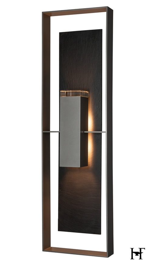 Hubbardton Forge Shadow Box Extra Tall With Slate Dark Sky Friendly Outdoor Sconce in Coastal Burnished Steel Finish Model: 302669-SKT-78-SL-ZM0851