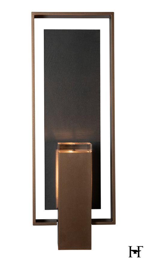 Hubbardton Forge Shadow Box Large With Slate Dark Sky Friendly Outdoor Sconce in Coastal Bronze Finish Model: 302664-SKT-75-SL-ZM0850