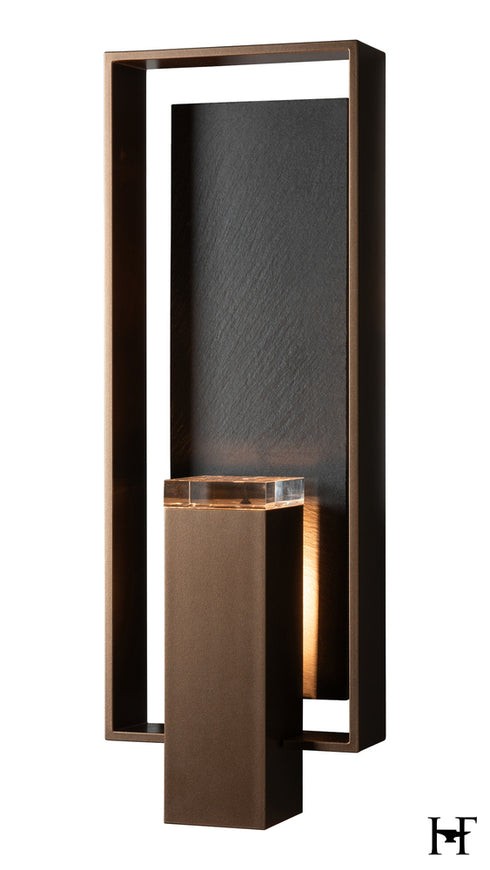 Hubbardton Forge Shadow Box Large With Slate Dark Sky Friendly Outdoor Sconce in Coastal Bronze Finish Model: 302664-SKT-75-SL-ZM0850