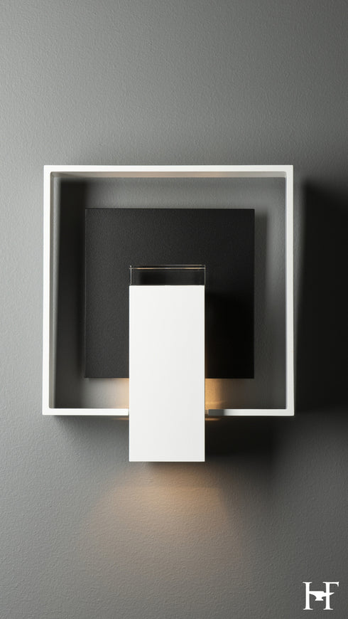Hubbardton Forge Shadow Box Medium Dark Sky Friendly Outdoor Sconce in Coastal White Finish Model: 302663-SKT-02-80-ZM0850