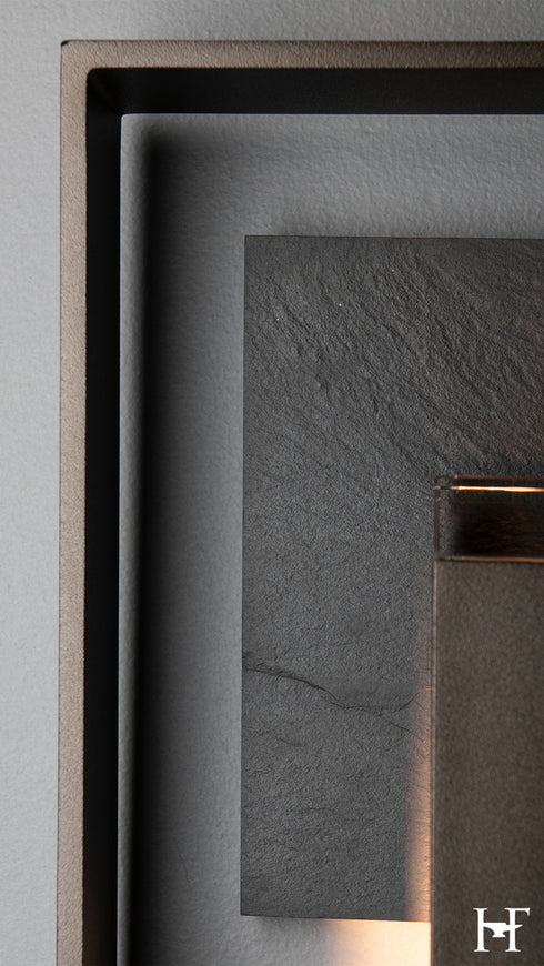 Hubbardton Forge Shadow Box Small With Slate Dark Sky Friendly Outdoor Sconce in Coastal Oil Rubbed Bronze Finish Model: 302660-SKT-14-SL-ZM0850