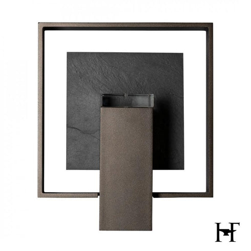 Hubbardton Forge Shadow Box Small With Slate Dark Sky Friendly Outdoor Sconce in Coastal Oil Rubbed Bronze Finish Model: 302660-SKT-14-SL-ZM0850