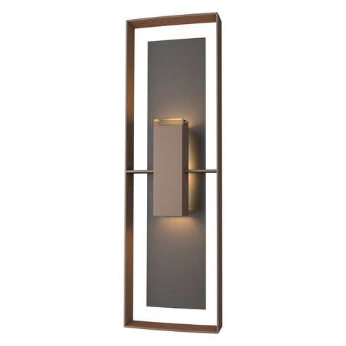 Hubbardton Forge Shadow Box Tall Outdoor Sconce in Coastal Oil Rubbed Bronze Finish Model: 302607-SKT-14-14-ZM0546