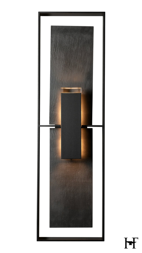 Hubbardton Forge Shadow Box Tall With Slate Dark Sky Friendly Outdoor Sconce in Coastal Black Finish Model: 302666-SKT-80-SL-ZM0850