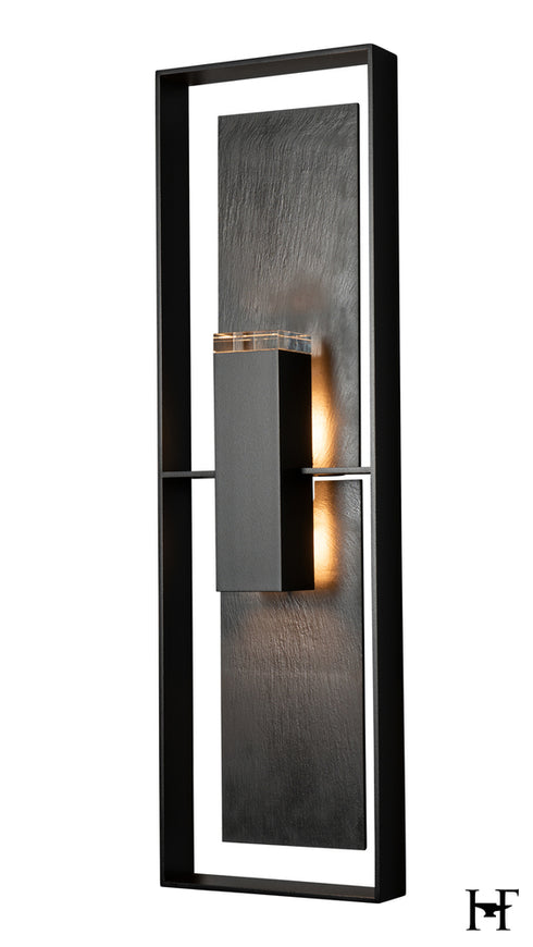 Hubbardton Forge Shadow Box Tall With Slate Dark Sky Friendly Outdoor Sconce in Coastal Black Finish Model: 302666-SKT-80-SL-ZM0850