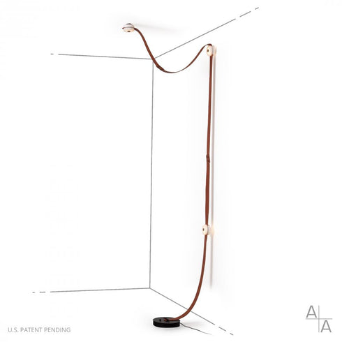 Hubbardton Forge SNAPS Floor to Ceiling Plug in LED Lamp in Black Finish Model: 402801-LED-STND-10-LC-AR