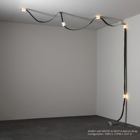 Hubbardton Forge SNAPS Floor to Ceiling Plug in LED Lamp in Sterling Finish Model: 402801-LED-STND-85-LK-AR