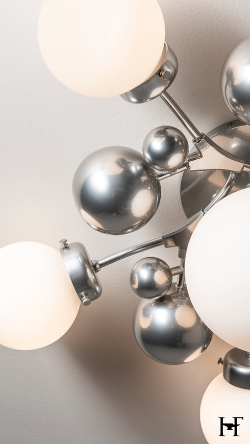 Hubbardton Forge Sprig 6 Light Semi Flush in Sterling Finish Model: 128716-SKT-85-GG0639