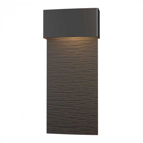 Hubbardton Forge Stratum Large Dark Sky Friendly LED Outdoor Sconce in Coastal Oil Rubbed Bronze Finish Model: 302632-LED-14-14